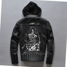 Harley Style Hhooded Motorcycle Leather Jacket