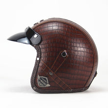 Leather Harley Helmets 3/4 Motorcycle Chopper Bike Helmet with Goggle Mask