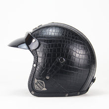 Leather Harley Helmets 3/4 Motorcycle Chopper Bike Helmet with Goggle Mask