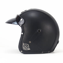 Leather Harley Helmets 3/4 Motorcycle Chopper Bike Helmet with Goggle Mask