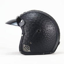 Leather Harley Helmets 3/4 Motorcycle Chopper Bike Helmet with Goggle Mask