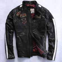 Vintage Badges Leather Biker Jacket