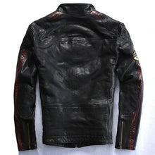 Vintage Badges Leather Biker Jacket