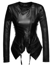 Womans O-neck Sheepskin Leather Jacket